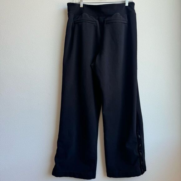 ATHLETA Retroplush Velvet Straight Leg Pants BLACK Size Large Snap Side $119 - Picture 6 of 8